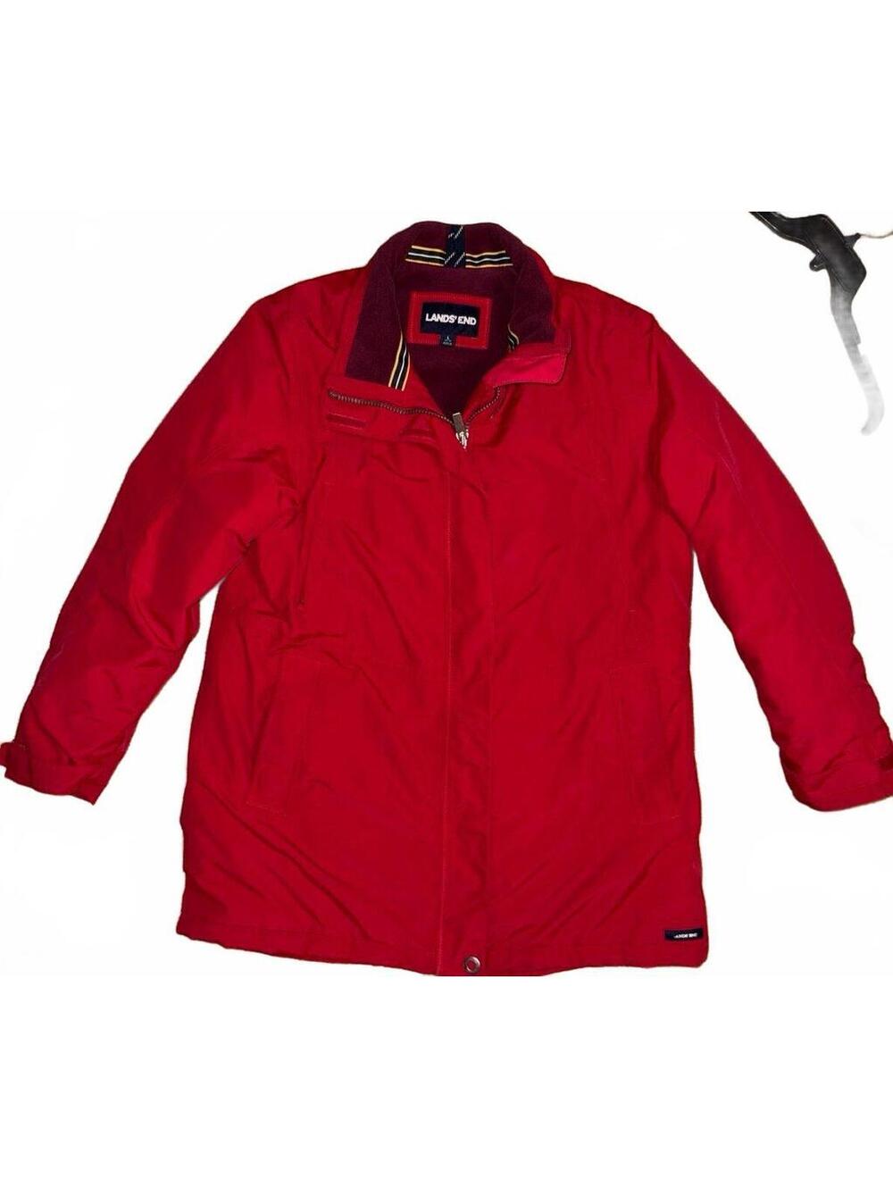 Lands' End kids unisex red squall Jacket Sz L (14-16) waterproof warm active